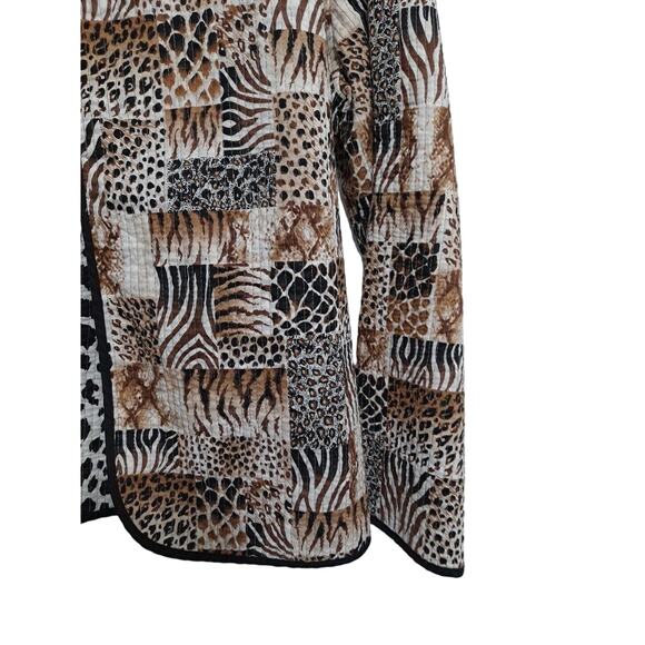 Alfred Dunner Women Sz 16 P Animal Print Lightweight Quilted Open Front Jacket - Picture 3 of 10